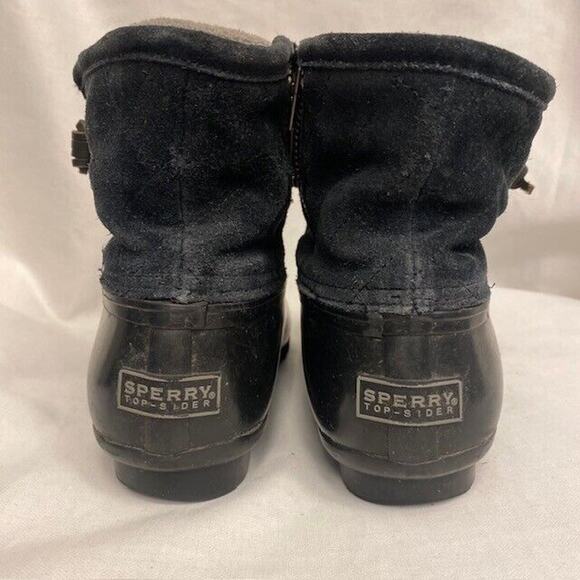 SPERRY Top Sider Duck Suede Ankle Boots Black Saltwater Waterproof Womens 7.5 - Picture 5 of 7